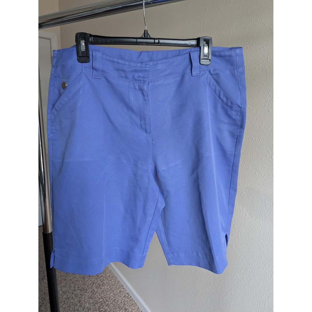 PGA Tour Womens Golf Shorts Periwinkle Blue Mid Rise Active Performance 14